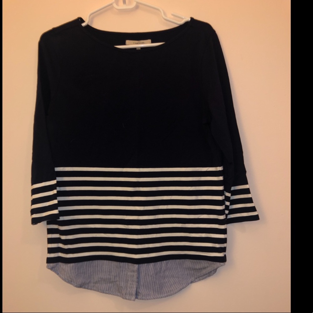 Blue and white striped top